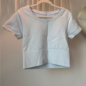 Aerie Light Blue Women's Ribbed Top (Discontinued)
